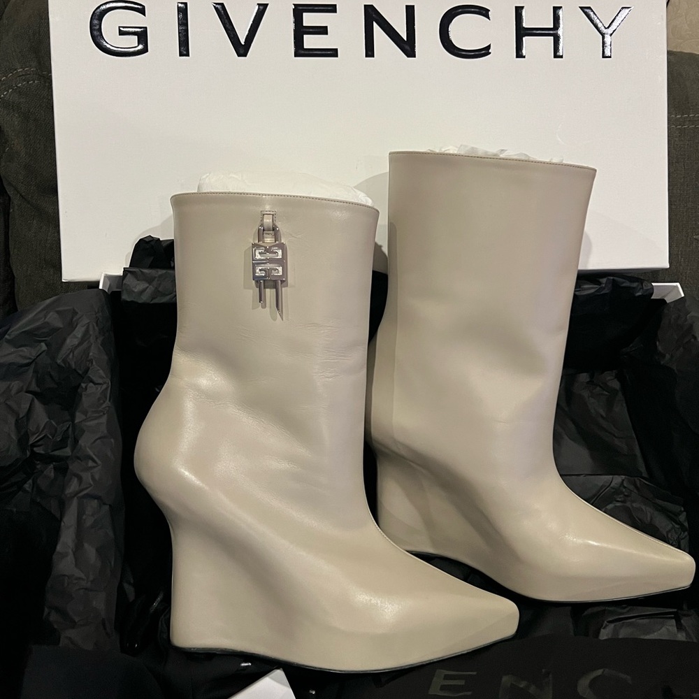 NEW Givenchy G lock low wedge boots